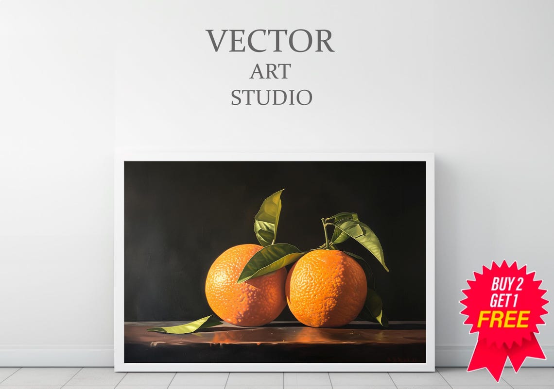 Clementine Still Life Oil Painting Kitchen Wall Art Moody Citrus Fruit Print French Country Decor Vintage Orange Tangerine - Image 3