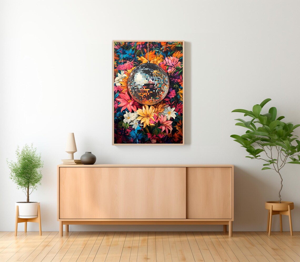 Disco Ball Botanical, Maximalist Oil Painting Art Print - Image 2