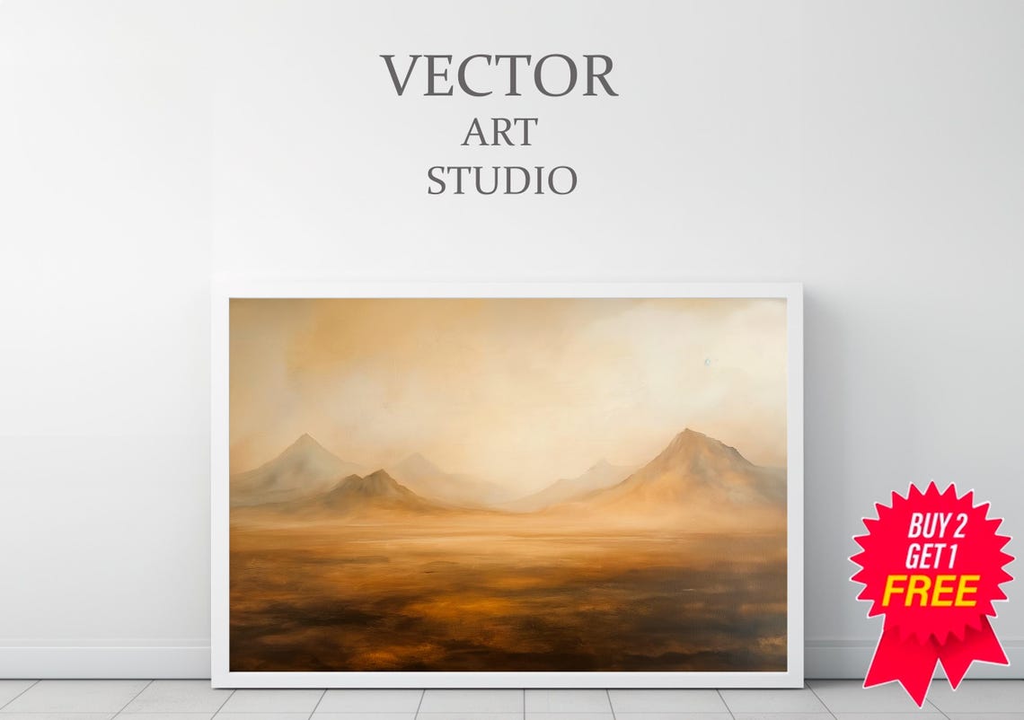 Mountain Landscape Frame Tv Art Neutral Abstract Tv Art Rustic Scenery Screensaver Moody Minimal Oil Painting - Image 3