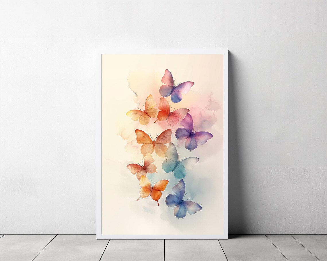 Pastel Butterfly Watercolor Art Print, Tween Room Decor - Image 3