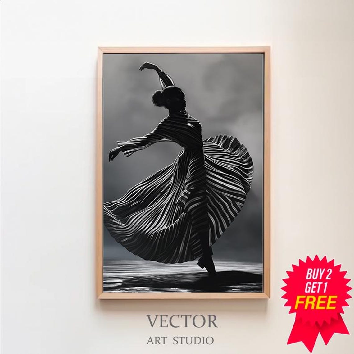 Dance Of Joy Black White Abstract Figure Print Home Decor Minimalist Wall Art For Modern Decor Abstract Art