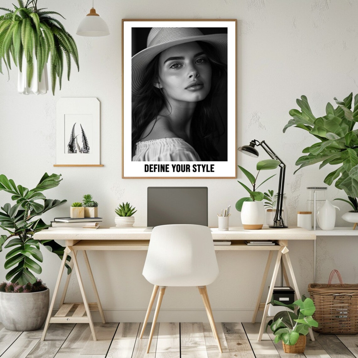 Define Your Style Elegant Woman In Hat Black And White Photo Poster