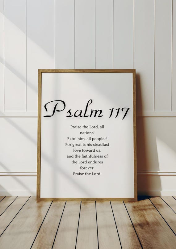Psalm 117 Great Is His Steadfast Love Bible Chapter Poster Bible Verse Wall Art Modern Christian Wall Art Prayer Room Print