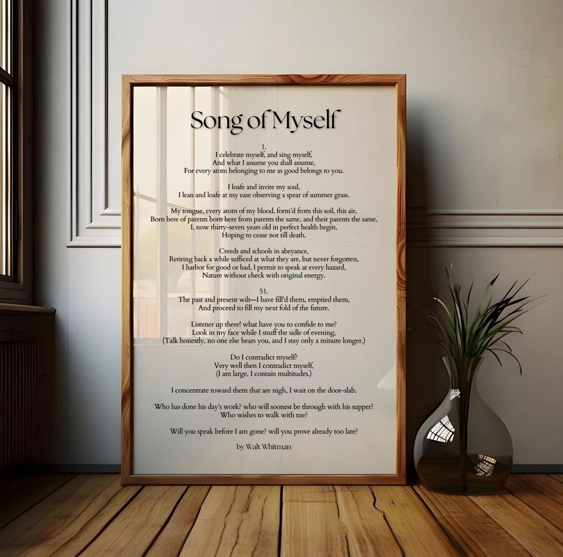 Walt Whitman Song Of Myself Poem Print Literary Poetry Wall Art Poster