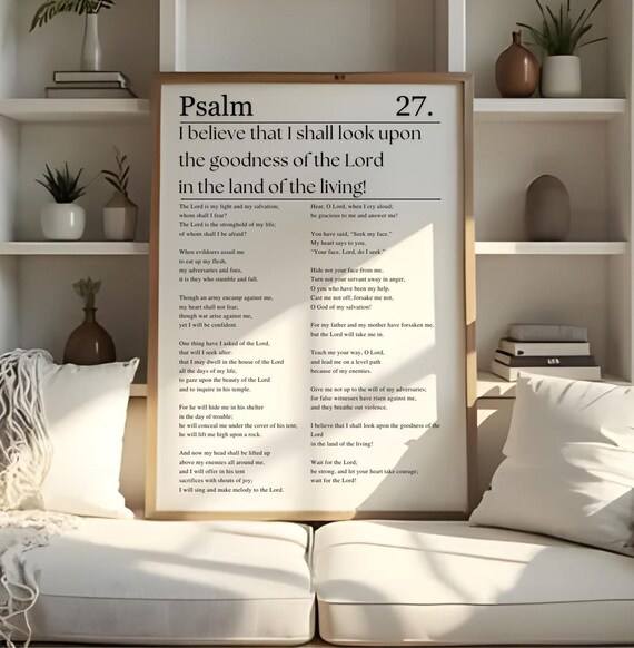 Psalm 27 Goodness Of The Lord Bible Verse Poster Christian Wall Art Print
