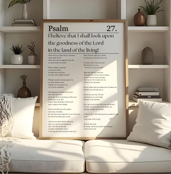 Psalm 27 I Will See The Goodness Of The Lord Bible Chapter Poster Bible Verse Wall Art Modern Minimalist Christian Wall Art