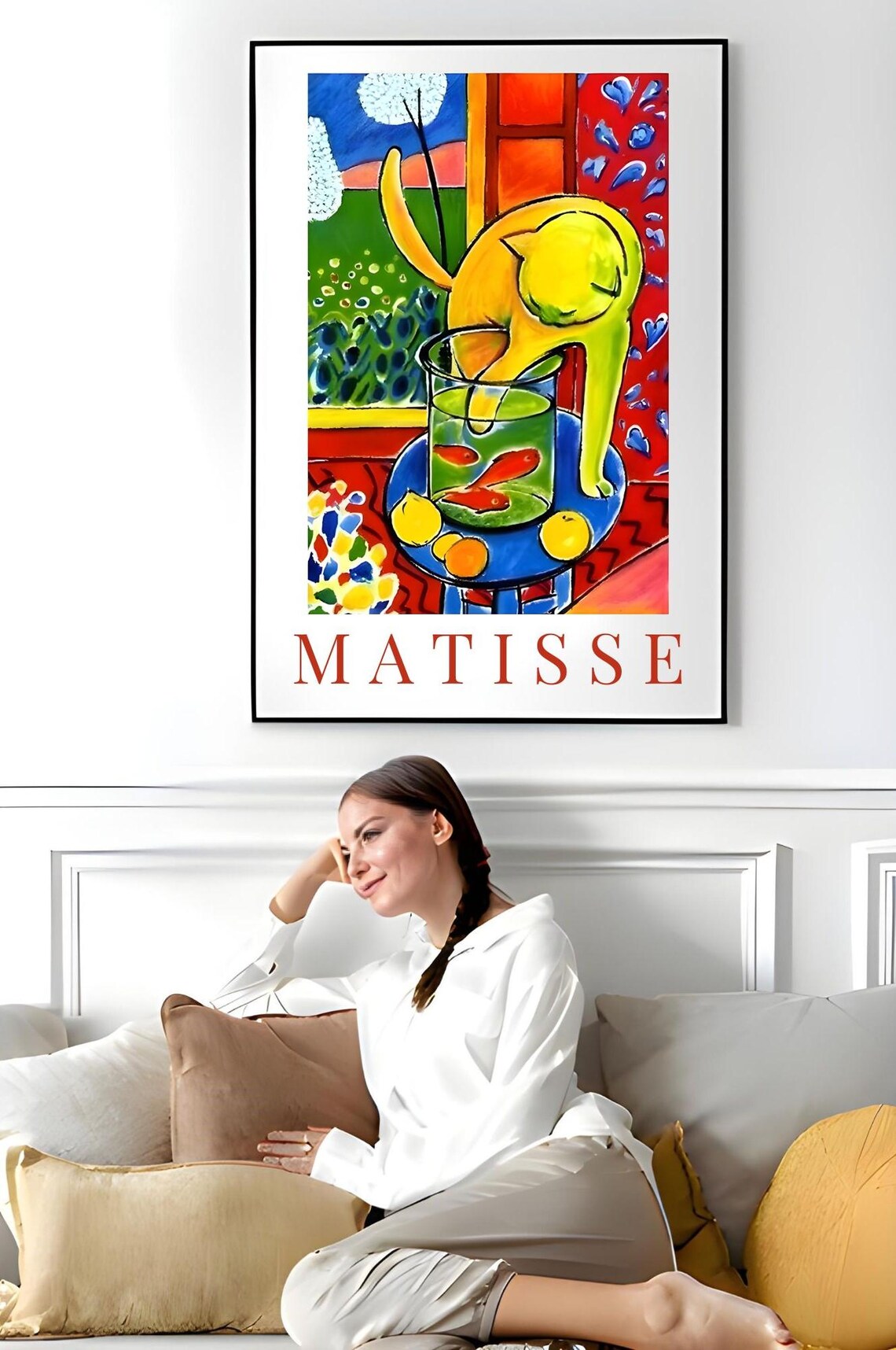 Matisse Cat With Red Fish Painting Colorful Fauvist Wall Art Poster Print - Image 3