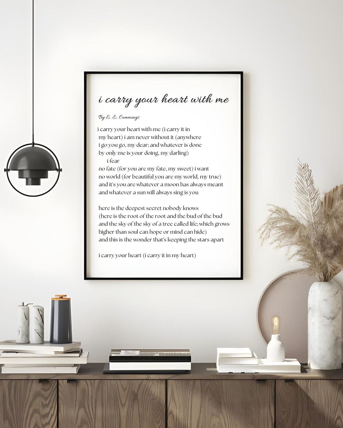 E E Cummings I Carry Your Heart Poem Floral Love Poetry Wall Art Print - Image 2