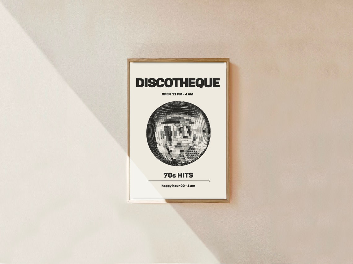 Discotheque 70s Hits Disco Ball Retro Music Nightclub Poster - Image 2