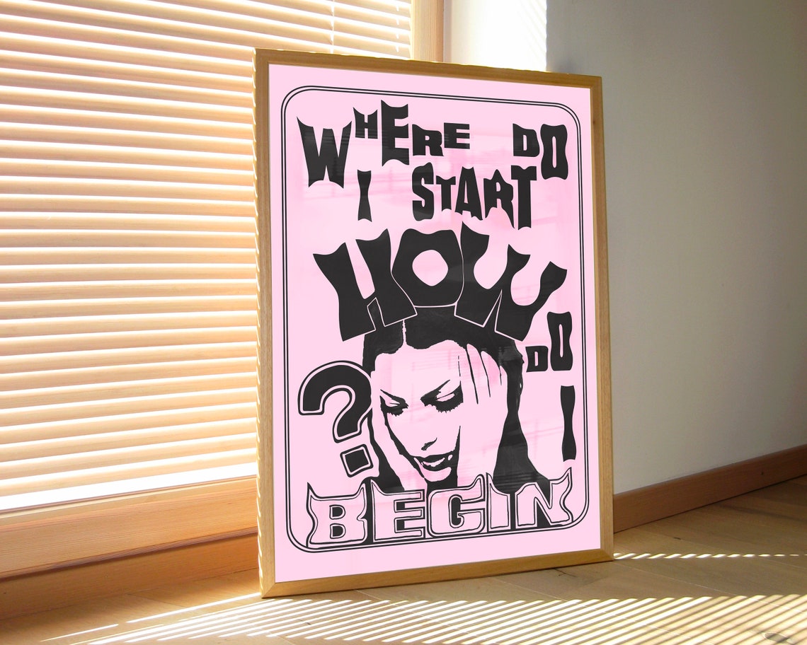 Where Do I Start Bold Blue Retro Typography Anxious Statement Poster - Image 2