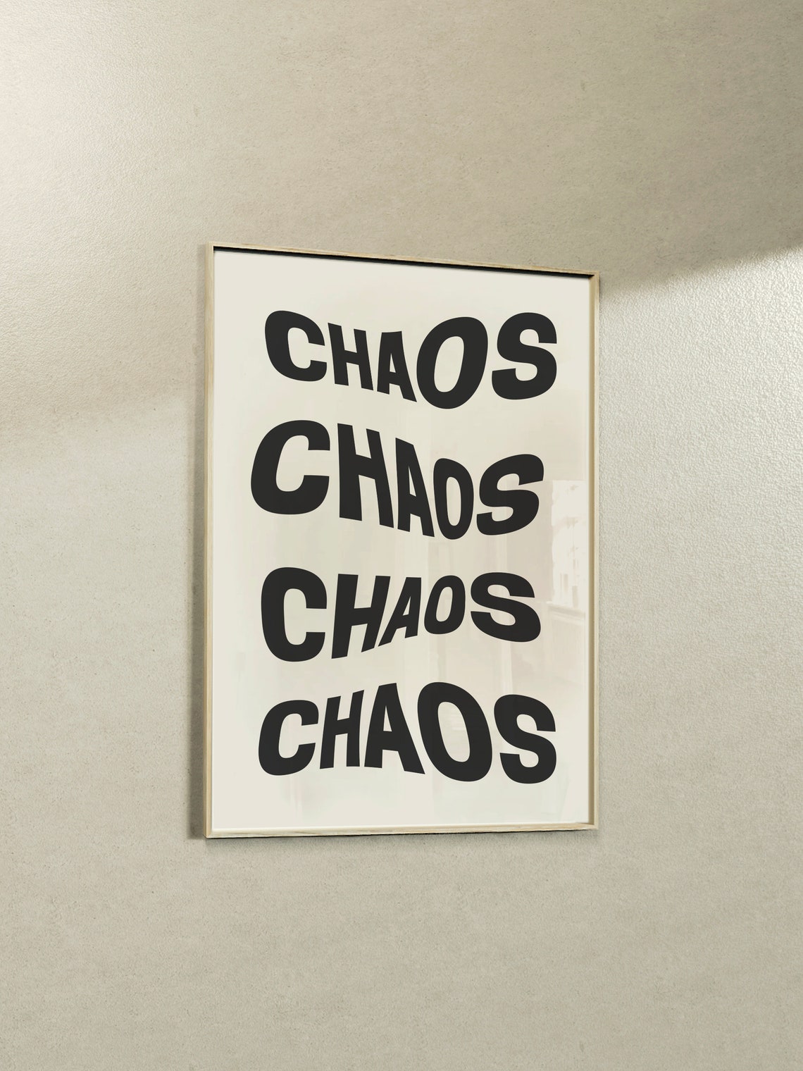 Chaos Repeat Wavy Black and White Monochrome Typography Poster