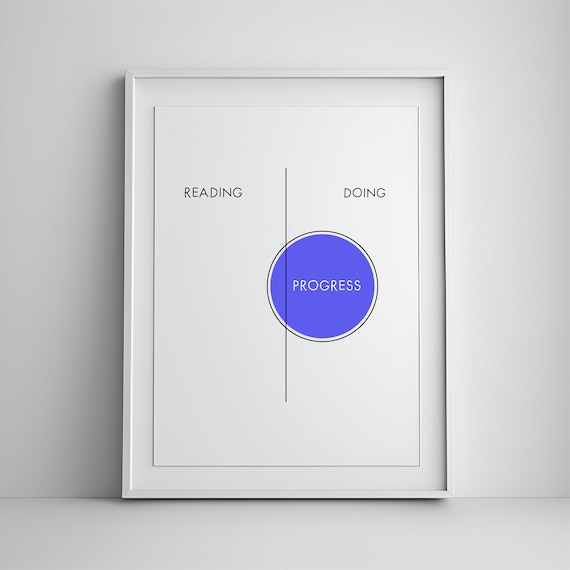 Reading Vs Doing Progress Minimalist Productivity Graphic Wall Art