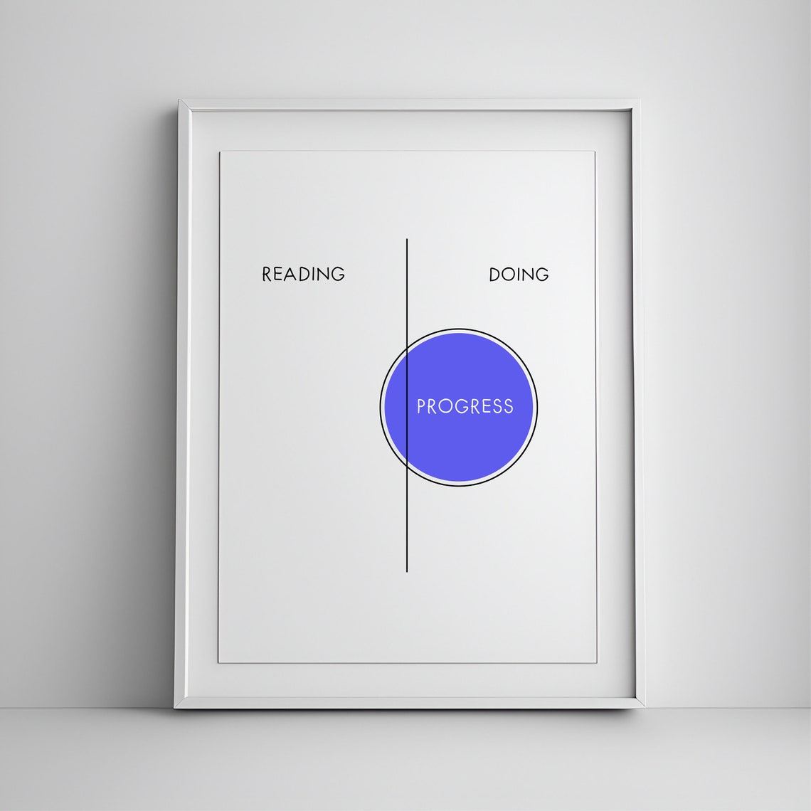 Reading Vs Doing Progress Minimalist Productivity Graphic Wall Art