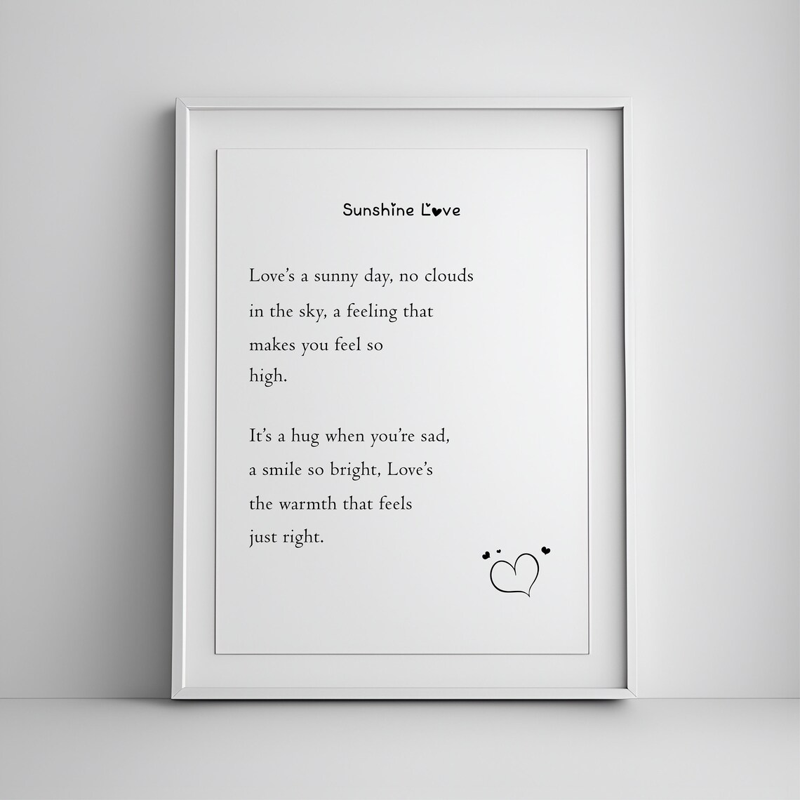 Sunshine Love Poem Couple Heart Romantic Wedding Minimalist Poster