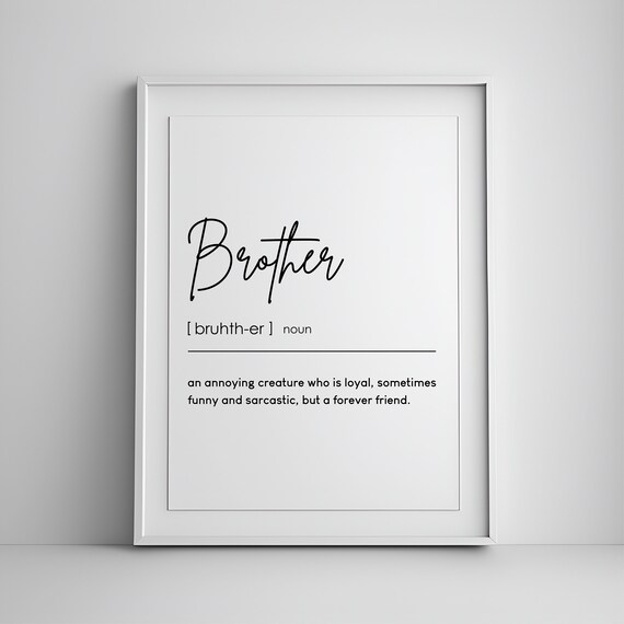 Brother Dictionary Definition Noun Funny Boys Room Wall Decor Poster