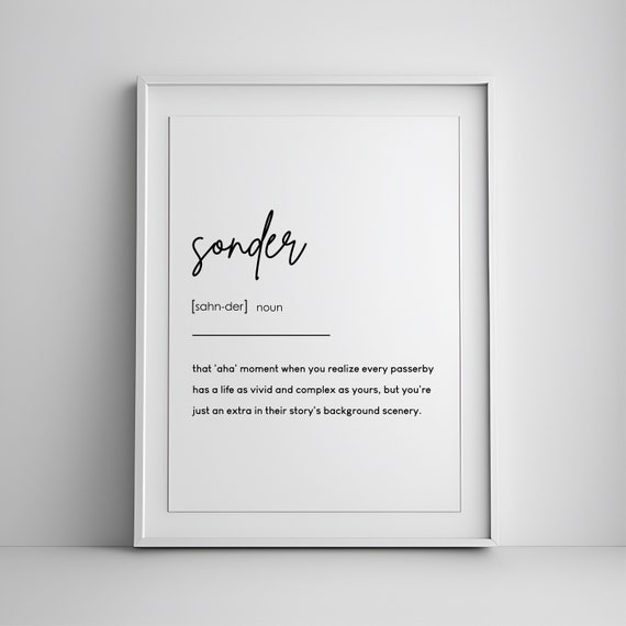 Sonder Definition Minimalist Poster Inspiring Home Decor Wall Art Word