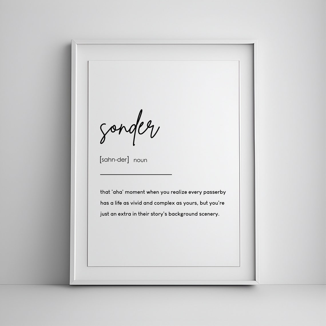 Sonder Definition Word Meaning Minimalist Typography Wall Poster