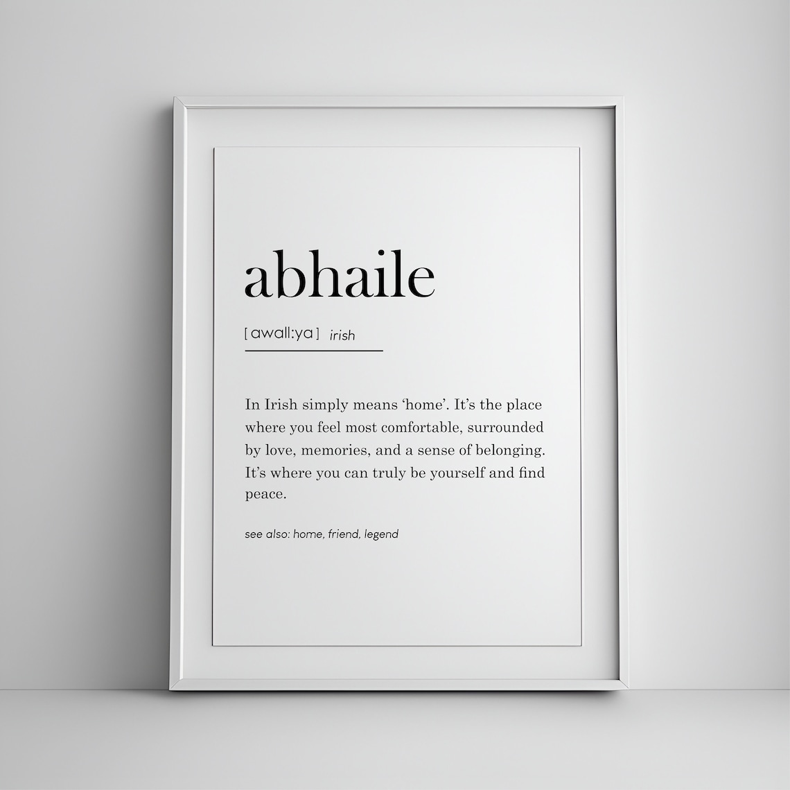 Abhaile Definition Print, Irish Gaelic Home Decor