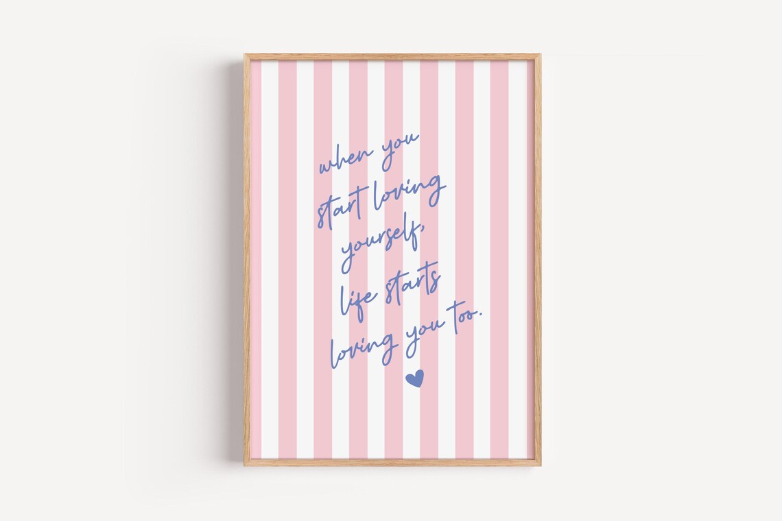 Self Love Art Pink Wall Print Girly Affirmations Bedroom Decor Quotes Inspirational