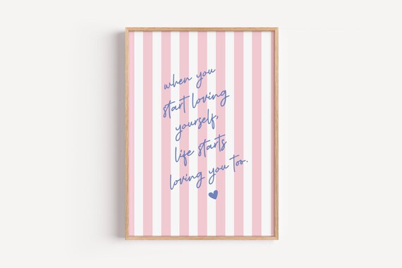 Self Love Art Pink Wall Print Girly Affirmations Bedroom Decor Quotes Inspirational