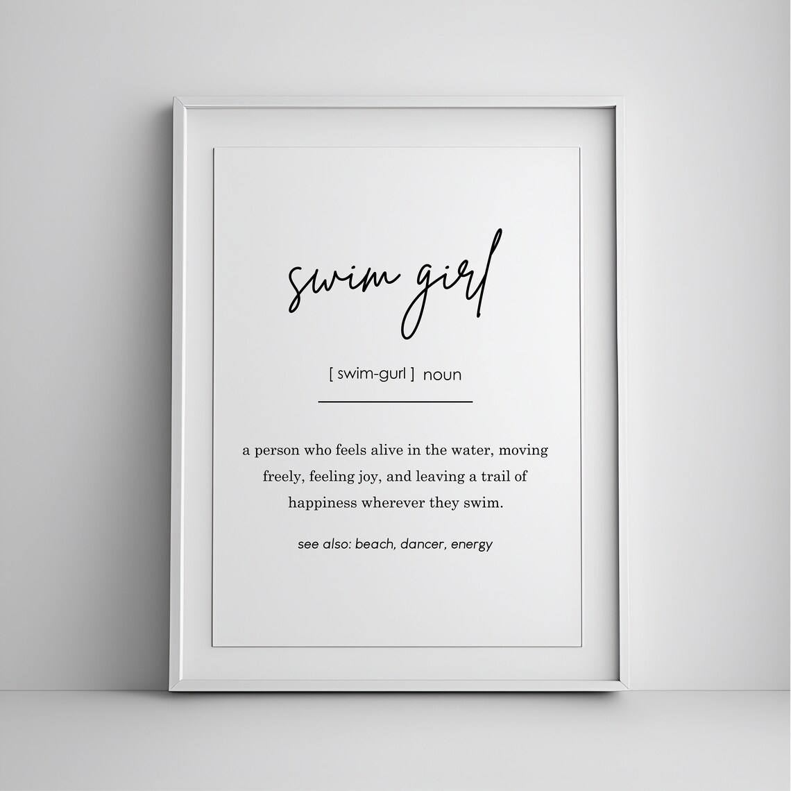Swim Girl Definition Gift For Swimmer Daughter Teen Girl Water Lover Print