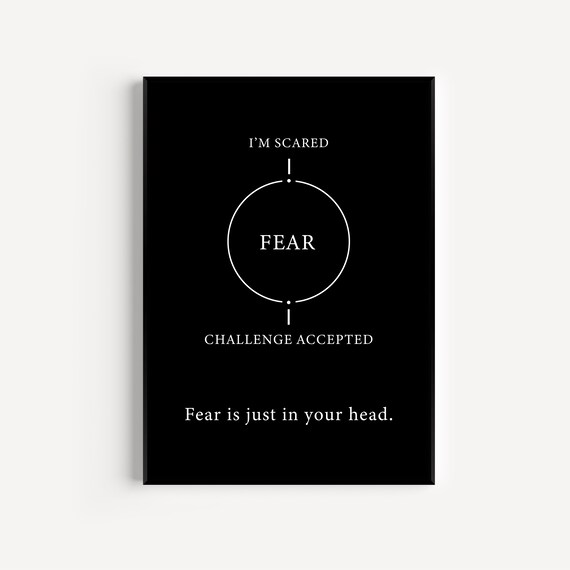 Fear Is Just In Your Head Challenge Accepted Bold Mindset Poster