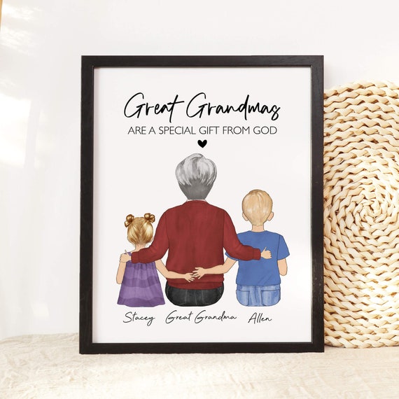 Great Grandma Gift For Mothers Day Birthday Personalized Gift For Gigi Nana Mimi Nooni Custom Grandkids Grandmother Portrait Family Drawing