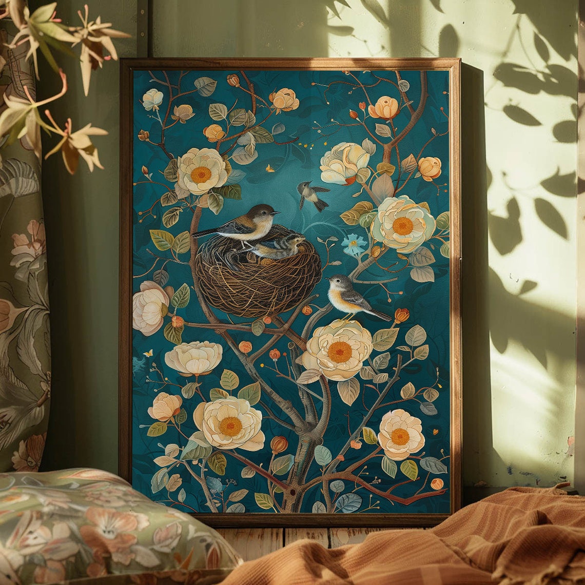 Bird Picture Art Print With Turquoise Color Poster Of Paintings For Bird Lovers Picture To Frame Wall Art For Living Room Bedroom - Image 4