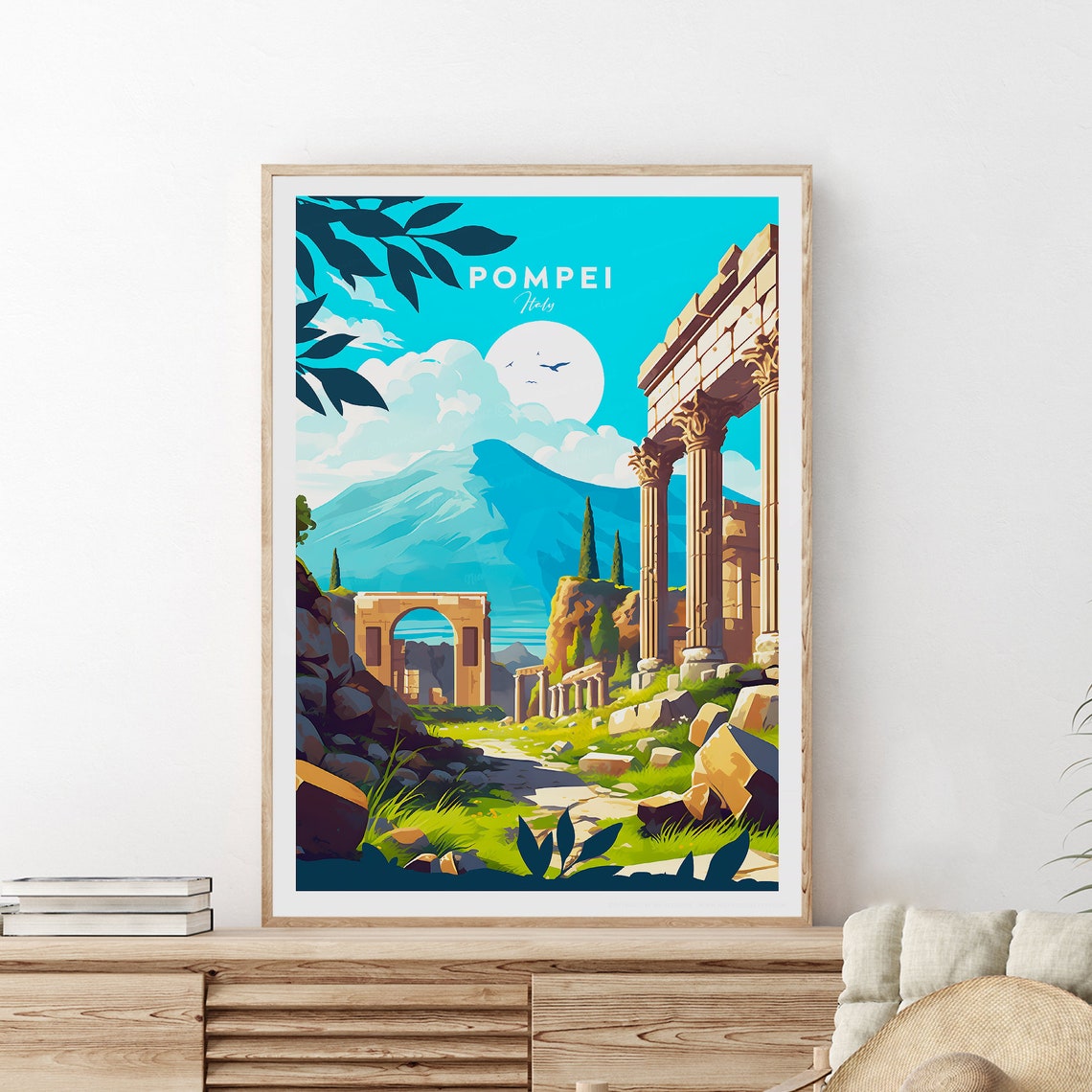 Pompei Italy Ancient Ruins and Vesuvius Mountain Travel Poster - Image 2