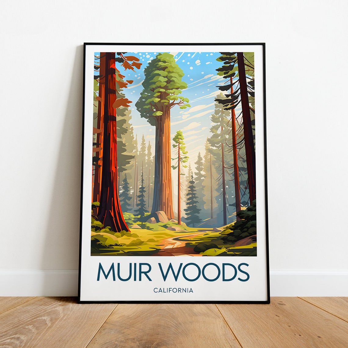 Muir Woods California Towering Redwood Forest Path Light Poster - Image 2