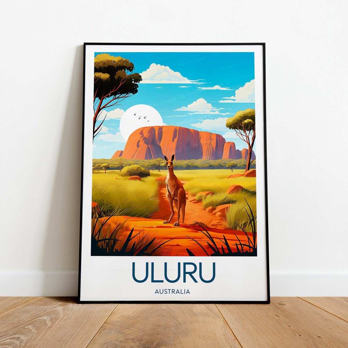 Uluru Ayers Rock Kangaroo Red Desert Australia Outback Poster