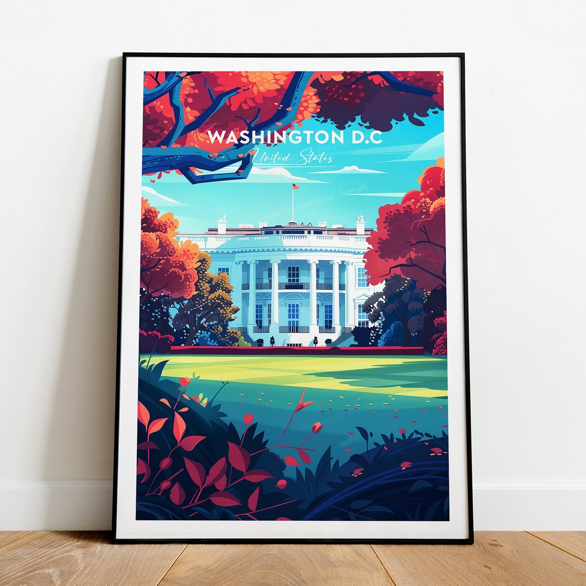 Washington DC United States White House Autumn Garden Poster - Image 2