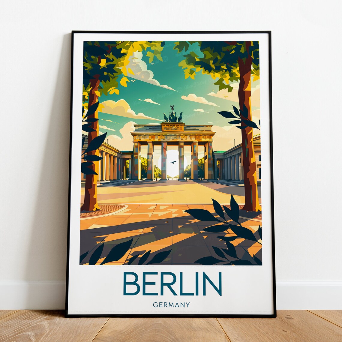 Berlin Germany Brandenburg Gate at Golden Hour Travel Poster