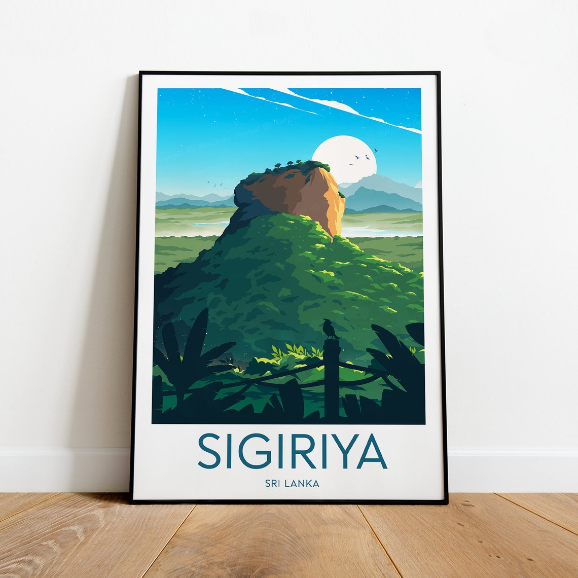 Sigiriya Sri Lanka Ancient Rock Fortress Jungle Travel Poster