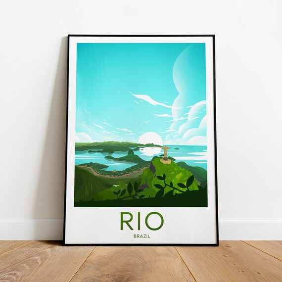 Rio de Janeiro Christ the Redeemer Overlooking Bay Travel Poster