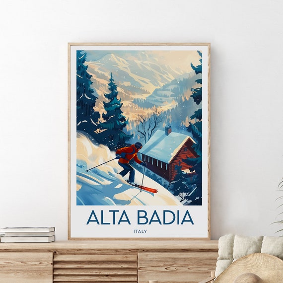 Alta Badia Ski Print Italy Alta Badia Poster Ski Poster Ski Resort Print Wedding Gift Birthday