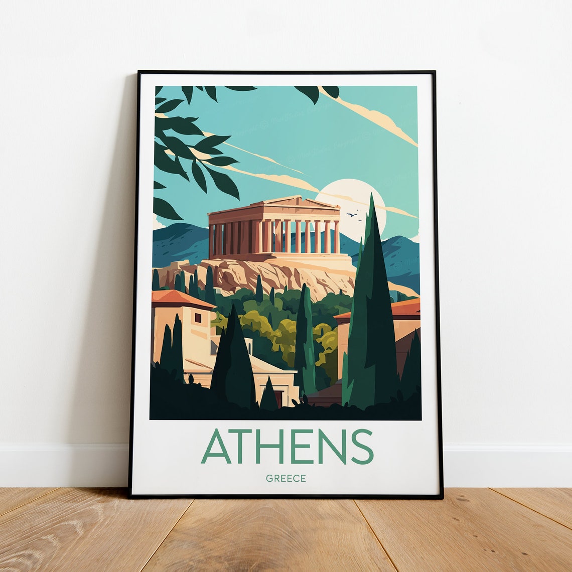 Athens Greece Acropolis Parthenon Ancient Temple Ruins Poster