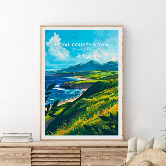 Royal County Down Traditional Print Northern Ireland Golf Print Royal County Down Poster Wedding Gift Birthday