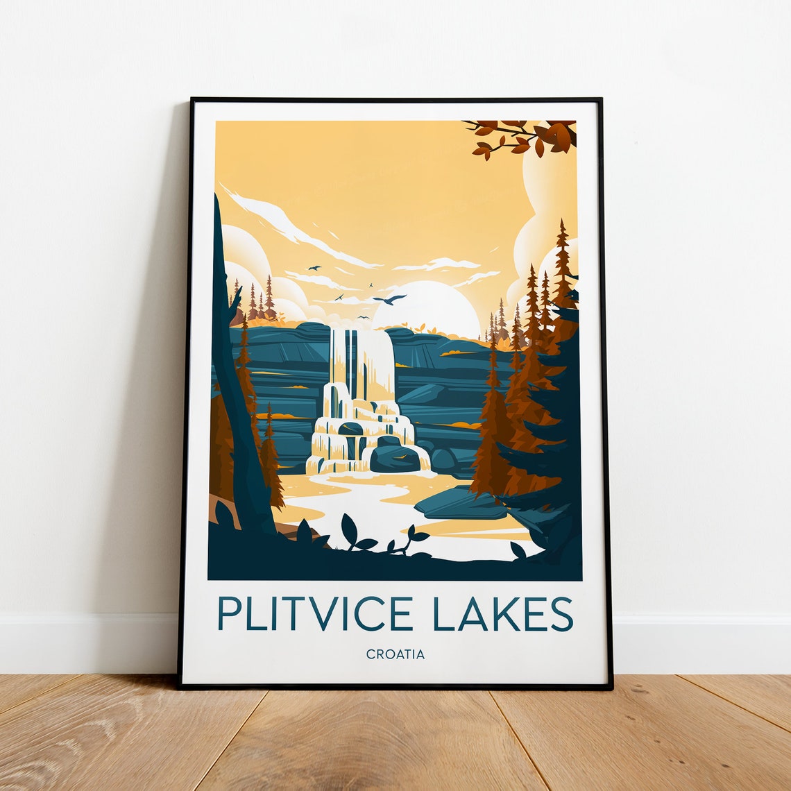 Plitvice Lakes Croatia Waterfall National Park Travel Poster - Image 2