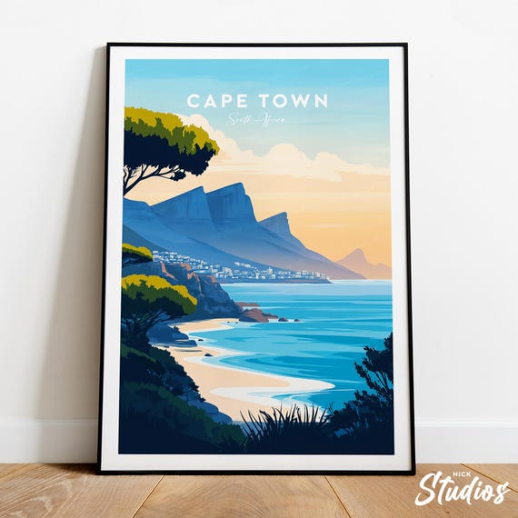 Cape Town Traditional Travel Print South Africa Cape Town Print Cape Town Poster Cape Town Illustration South Africa Wedding Gift