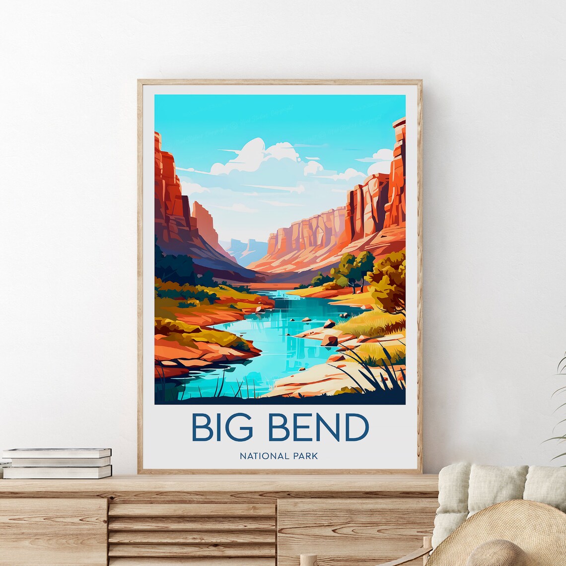 Big Bend National Park River Canyon Red Rocks Desert Scenic Travel Poster