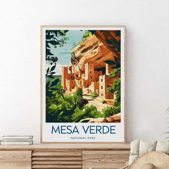 Mesa Verde National Park Ancient Cliff Dwellings Canyon Art Poster