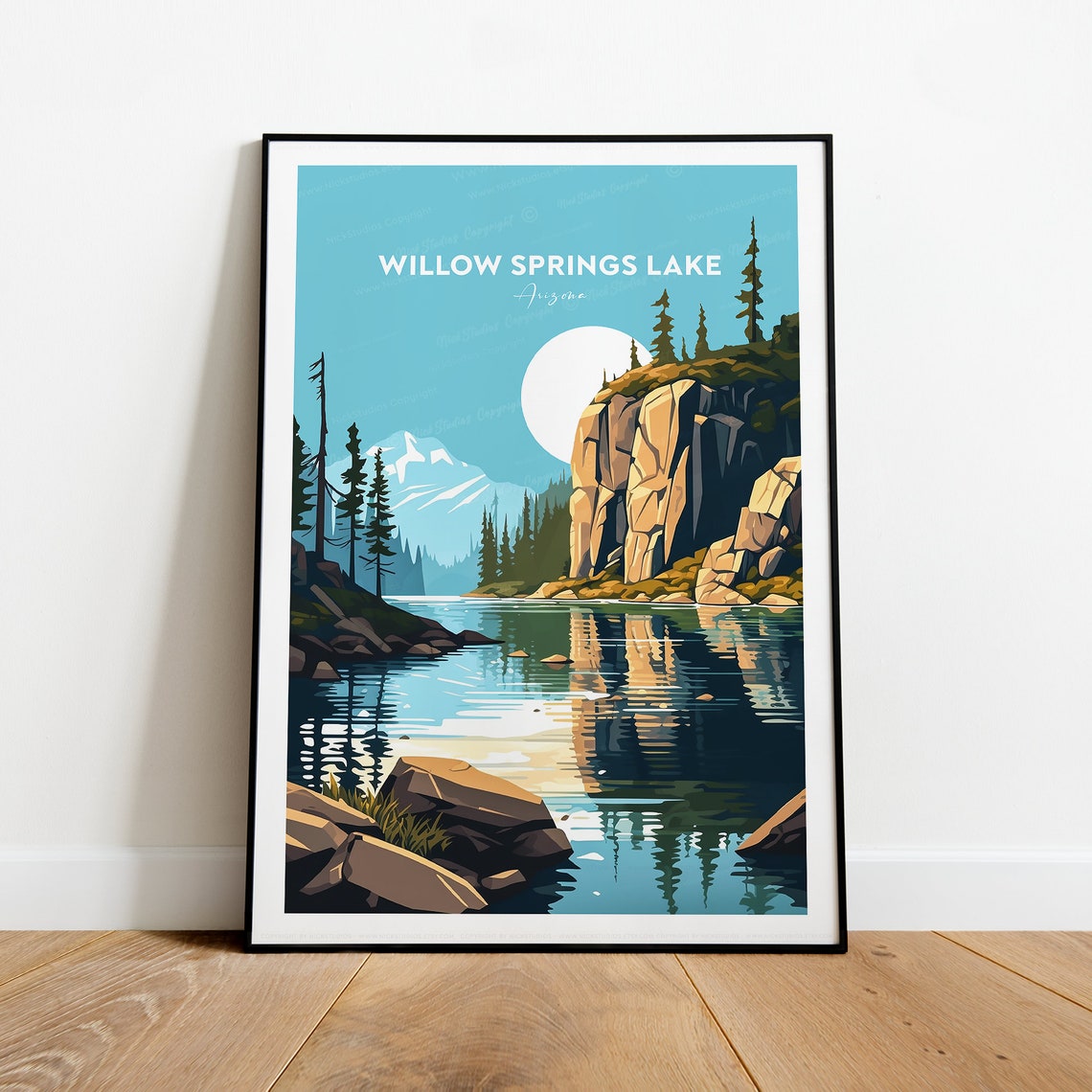Willow Springs Lake Arizona Rocky Cliff Lake Nature Travel Poster