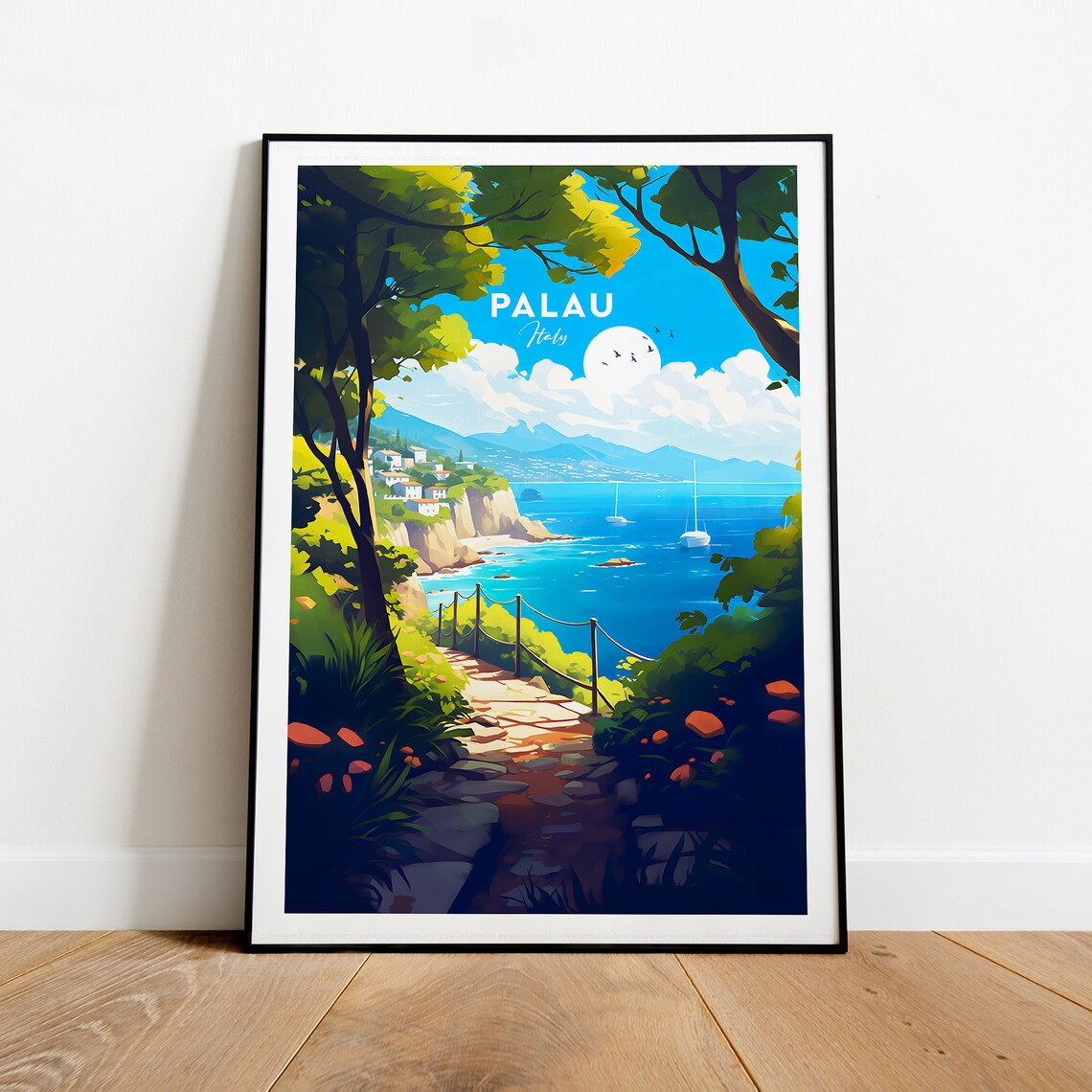 Palau Italy Sardinian Coastal Path Sailboats Summer Travel Poster - Image 2