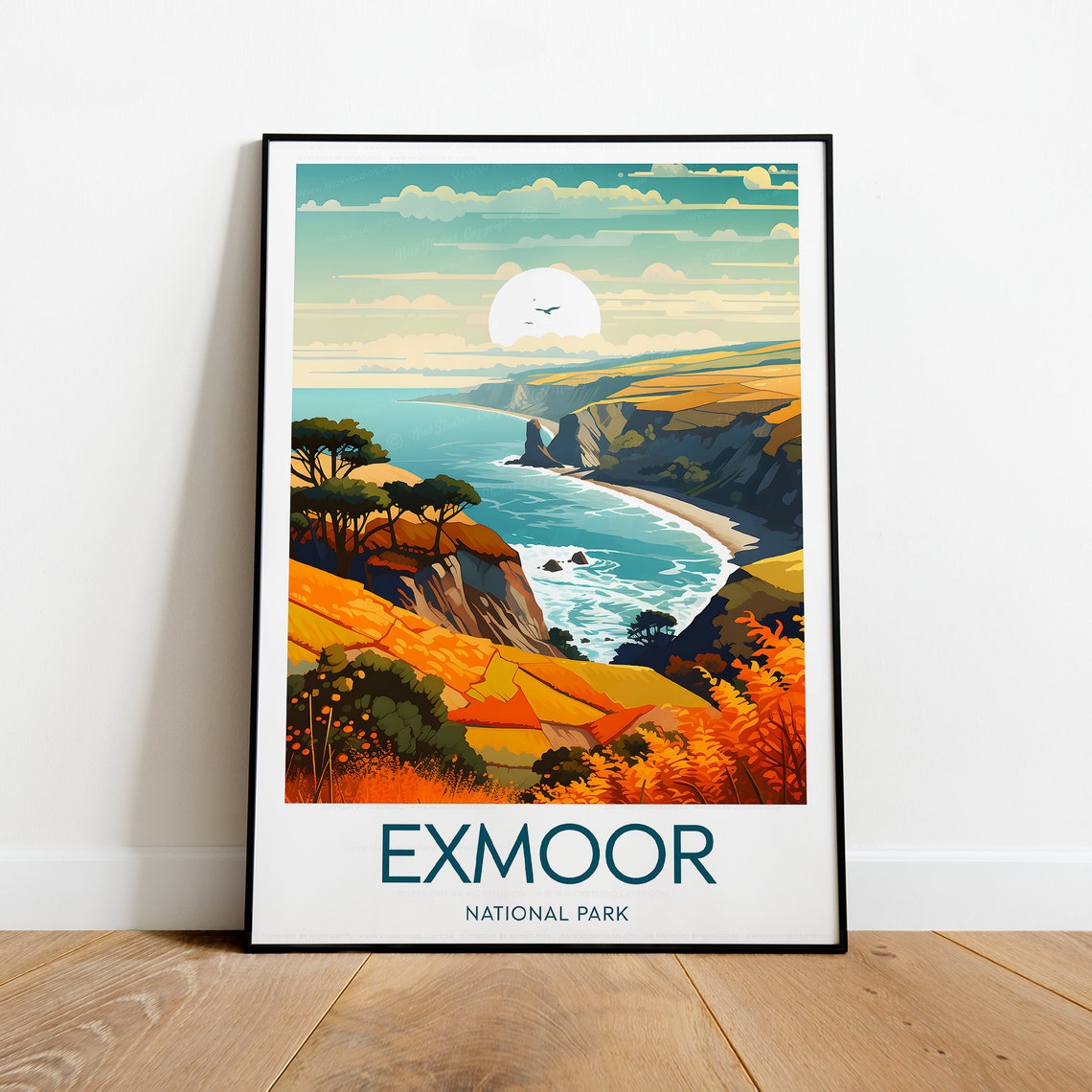Exmoor National Park Golden Cliffs Coastline England Travel Poster - Image 2