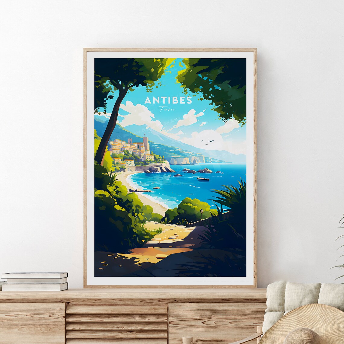 Antibes France Riviera Cove Old Town Coast View Travel Poster