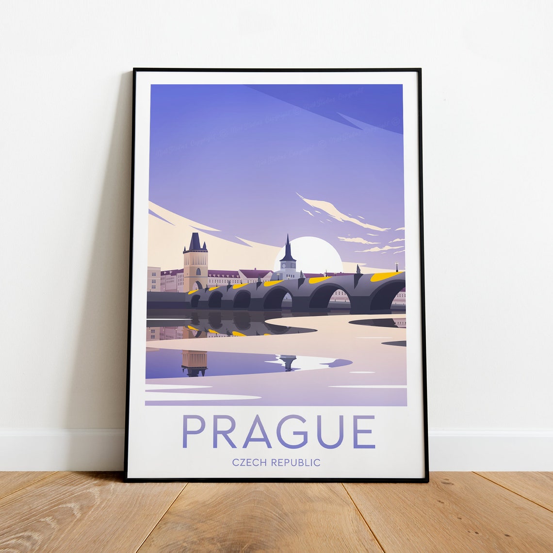 Prague Czech Republic Charles Bridge at Pastel Sunrise Poster