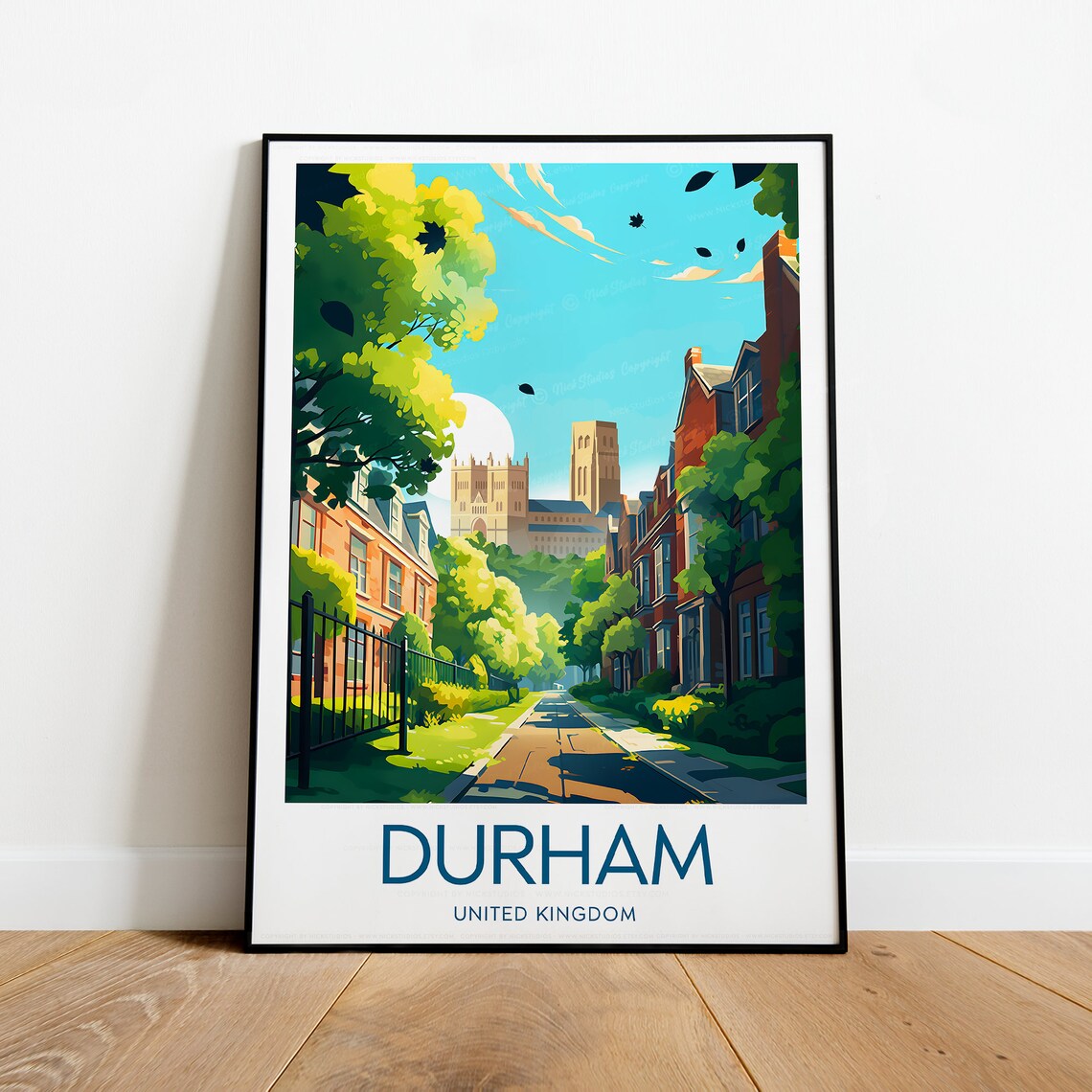 Durham United Kingdom Cathedral Old Town Street Travel Poster - Image 2