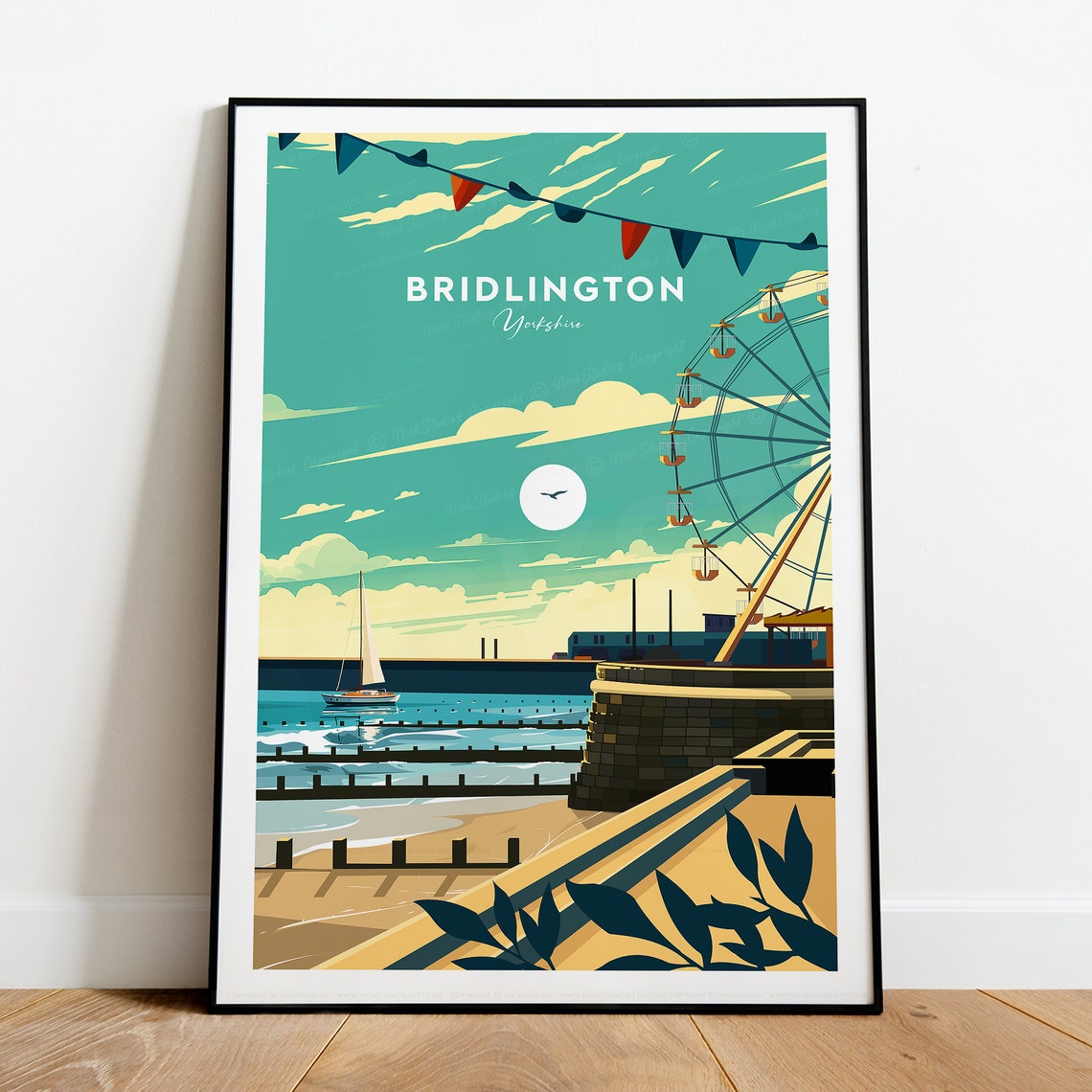 Bridlington Yorkshire Ferris Wheel Pier Seaside Sunset Poster