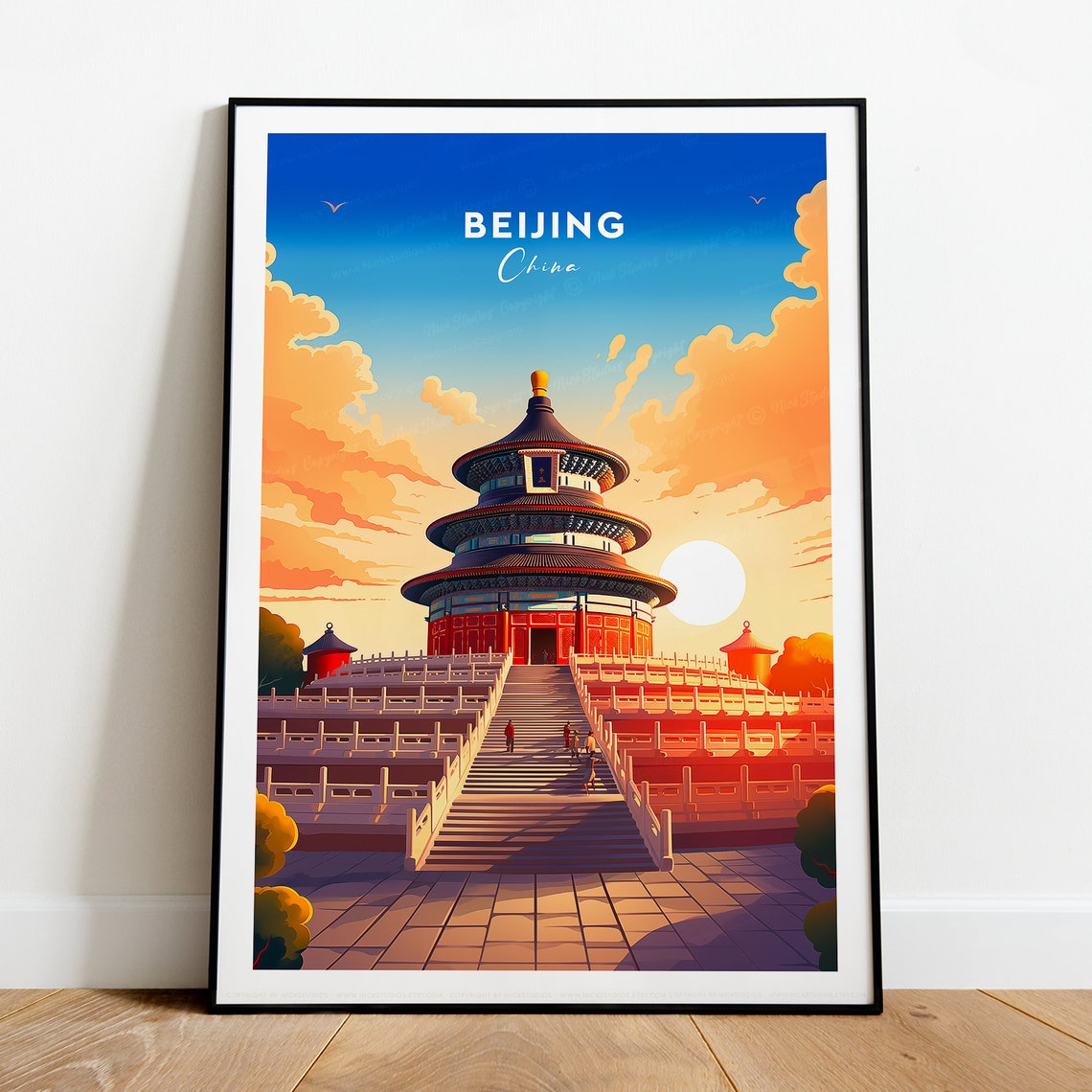 Beijing China Temple of Heaven Hall in Golden Sunset Light Poster